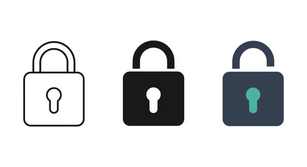 Set of three pads lock icon in different colors