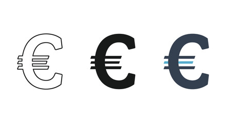 Euro currency symbol in different style and color