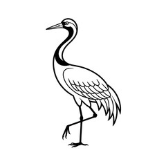 black and white  crane coloring page line art 