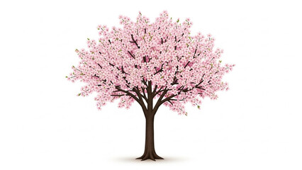 Fototapeta premium Pink Cherry Blossom Tree on White Background