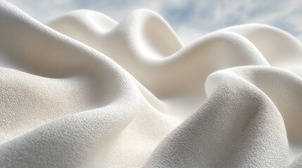 Cloud Dancer Wavy Soft White Fabric Texture Background with Elegant Drapes Colour of the Year 2026
