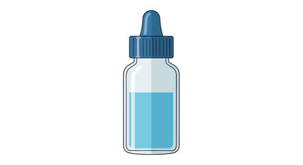 Blue Liquid in a Clear Glass Dropper Bottle with Blue Cap.