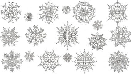 Gray Snowflakes on White Background