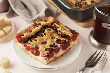 A traditional French pie with cherry clafouti