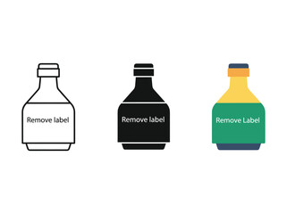 Three bottles with different colors and labels
