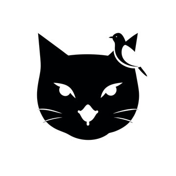 Cat face combined with bird face in creative animal fusion design On white Background Vector illustration