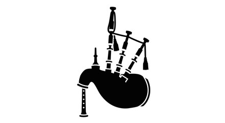 Silhouette of a traditional Scottish bagpipe musical instrument. © Berkah