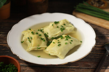 German Swabian dish - Maultaschen in broth	