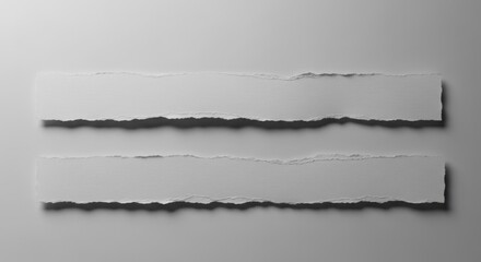 Two torn paper strips cast subtle shadows on a neutral background