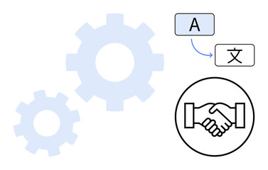 Language translation concept. Language translation symbols, teamwork elements, and cultural exchange. Language translation facilitating communication and collaboration globally. For business