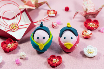 かわいいひな人形、桃の節句イメージ