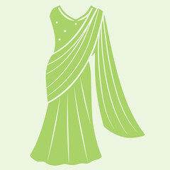 Indian woman in sari silhouette set. Traditional girl playing sitar musical instrument and holding diya lamp for Diwali festival. Vector illustration.