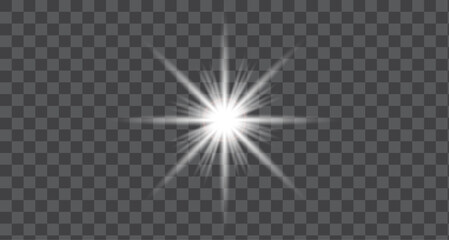 White Glowing sparkle, white Star vector, len flare, White shine lights, White Sunlight, white sparkling. Great for Christmas, festive party overlay design