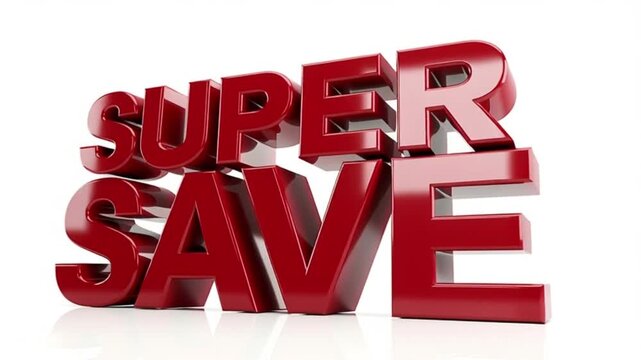 3D Red Super Save Text Animation for Sales Promotion