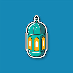 Islamic Lantern Vector Illustration on Blue Background