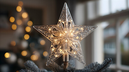 Illuminated Christmas star tree topper