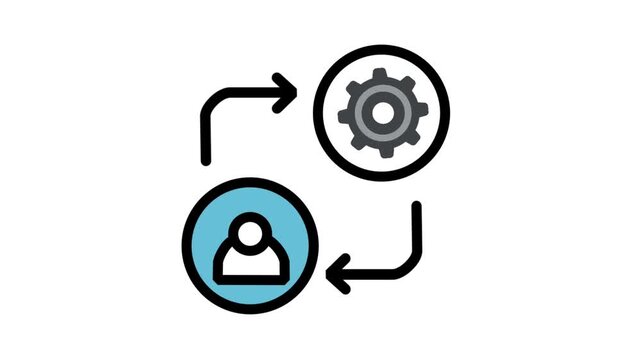 Motion Icon Line Operation Mechanism Workflow Management User Process Cycle, Animated Graphic Element, Transparent Background