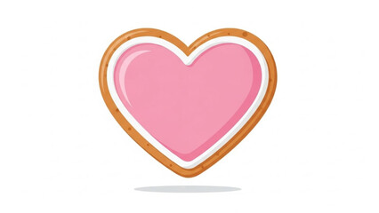 Pink Heart Cookie Isolated on White Background