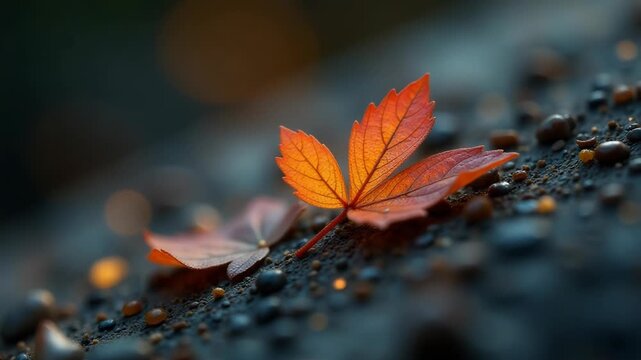 Video A single leaf rests on top of a rock in nature
