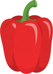 A vibrant illustration of a single ripe red bell pepper with a green stem
