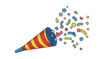 Obraz premium Colorful Party Horn Blowing Confetti