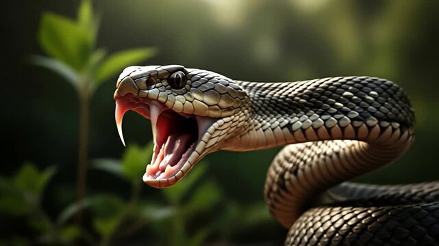 A Fierce Snake Bares Its Teeth in a Striking Display