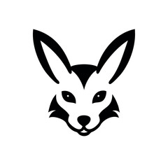 Minimal animal fusion design with fox face and rabbit face On white Background Vector illustration