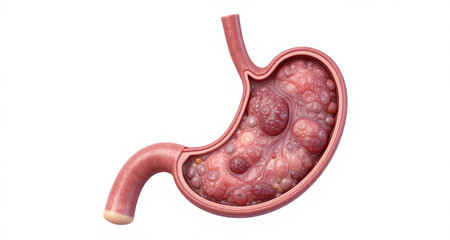 3D illustration of acid reflux, burning liquid moving up the esophagus high quality render photorealistic detailed anatomy biology healthcare medical concept science visualization