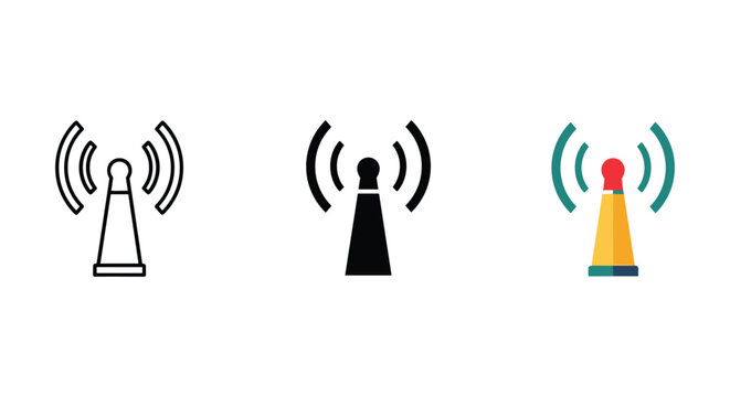 Set of three different style mobile tower icons