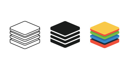 Stack of layers in different styles and colors