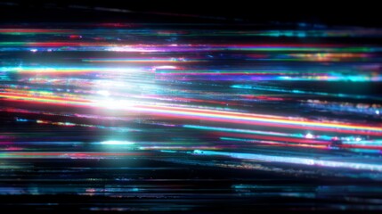 light trails slicing across a scratched dark surface, chromatic aberration