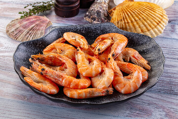 Boiled tiger prawn snack appetizer