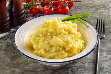 Mushed boiled potato homemade puree
