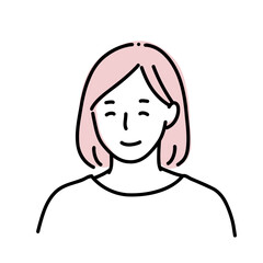 安心して微笑む女性の線画イラスト｜納得・理解