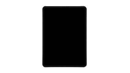 Black digital tablet screen mockup for mobile app ui and website presentation, isolated on white background