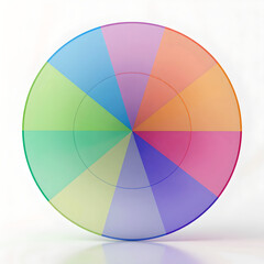 Obraz premium Modern color wheel circle with soft gradient segments, abstract color spectrum diagram on white background, minimal design concept ideal for branding, design theory, creative layouts and visual commun