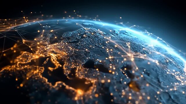 Abstract digital earth illuminated network connectivity and global data