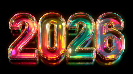 Iridescent year 2026 numerals