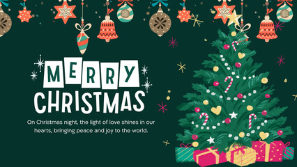 Merry Christmas Holiday Celebration with Festive Decorations and Warm Lights