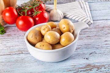 Uncooked raw yellow baby potato