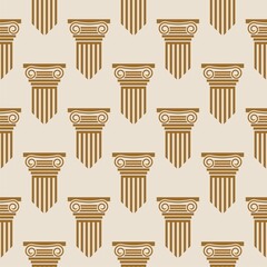 Naklejka premium Greek and roman ancient columns seamless pattern isolated on color background