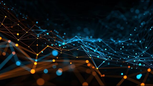 Abstract Digital Network Plexus Connection Lines with Glowing Nodes Technology Data Visualization 4K