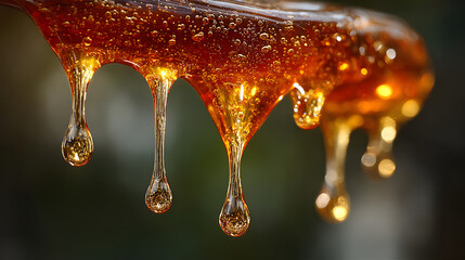 Amber resin droplets