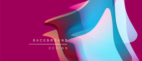 Abstract vibrant background design. Overlapping shapes create dynamic visual effect. Pink, blue hues dominate composition. Modern, stylish.