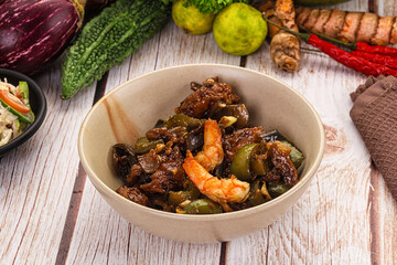 Manchirian breaded prawn with vegetables