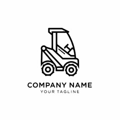 Minimalist Line Art Icon of a Skid Steer Loader Machine.