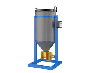 A professional 3D rendered automatic directional fish feeder and centrifugal rotary spreader machine, featuring a digital timer and hopper, ideal for aquaculture and farming projects, on a PNG