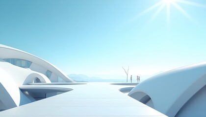 Infinite White Platform Evoking Silence Within Futuristic Minimal Architecture
