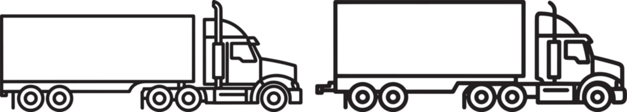 Two semi truck trailers side by side silhouette