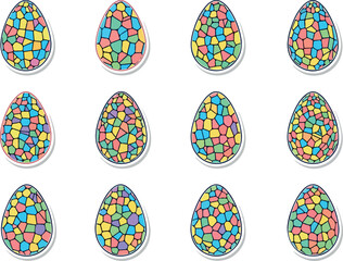 Mosaic Easter Eggs Colorful Stained Glass Egg Collection